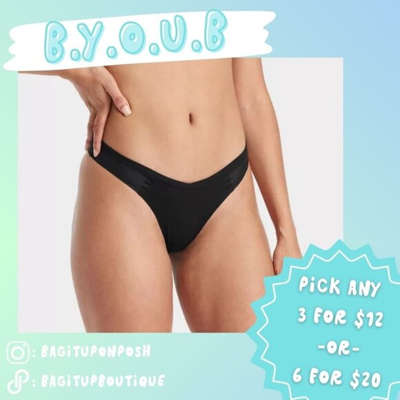 Auden Women's Micro-Mesh Thong in Black - Picture 1 of 3
